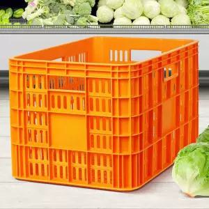 적층식상자 대형수납바구니 플라스틱운반 다용도 사각 과일 박스 우유 이사 손잡이 콘티 노란 이삿짐 바스