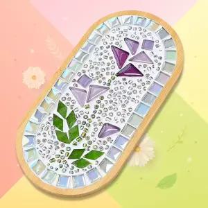 DIY 타원형 플라워 타일 티코스터 만들기 - 비비추 컵받침대주방 홈카페 용품 레이팅소품 머그 테이블웨어