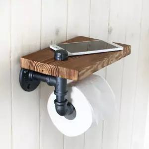 ch-003 파이프 원목선반 휴지걸이빈티지 인테리어 튼튼한지지대 앤티크스타일 가구 강관 튼튼한 행거