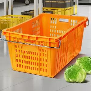 F플라스틱박스 1호 고리유 이사바구니 이삿짐 상자 사각 콘티 멀티 우유 대형 사과 노란 바퀴 바스켓 다용