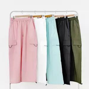 체일스 바스락 맥스와이드 카고바지 스트링팬츠고무줄 컬러 슬랙스 밴딩