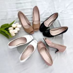 슈즈플랜 H43 오픈토 힐 4color구두 구두 여자 봄구두 결혼식 펌프스 토힐