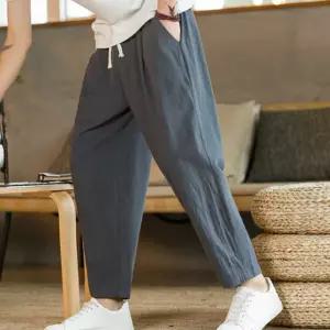 가벼운 남자 밴딩 팬츠 린넨 바지 9부 캐주얼 데일리얇은 꾸안꾸 여름 여행룩 휴양지코디 오피스 바캉스 남