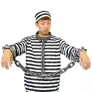 죄수용체인모형(2종)목 손할로윈무서운 장식 소품 용품 공포 해적 잘린발 잘린풋 복장 죄수복 무서운