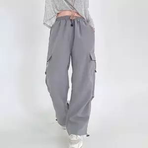 스트링 편한 와이드핏 여성 카고바지 캐주얼 팬츠 스트리 여자카고 외출 학생 트레이닝복 힙합 패션 통바지