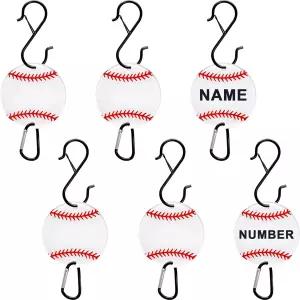 SEP SHIZHI 6PCS 펜스용 야구 가방 후크 쓰기 가능한 아크릴 보드가 있는 금속 백팩 클립 배트백 물병 헬멧