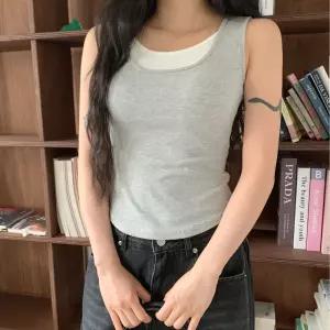 빅사이즈 이중무지 캡나시 티셔츠 여름다솜결름 기본 레이어드 심플민소매 패션티