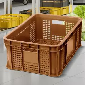 F플라스틱박스 2호 브라운 대형 감자 고구마 물류적층바구니 사과 계육상자 사각 컨테이너 수확 양파 농산