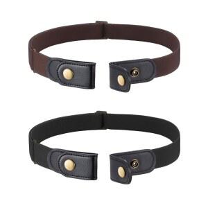 [미국배송] 여성 남성용 버클 없는 신축성 벨트 2팩 청바지 반바지를 위한 편안한 조절 가능한 보이지 않는 허리