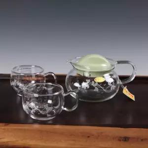 손잡이잔 2인 유리 다기세트 주전자 450ml 유리찻 다도 티포트