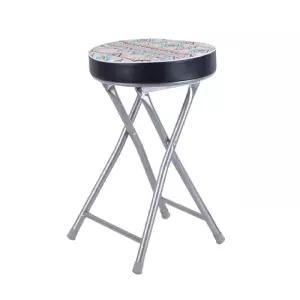 원형 쿠션 접이식 의자 인디언무늬 간이 보조 다용도