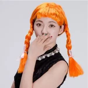 파티가발 삐삐가(오렌지) 연극 공연 할로윈변장 소품 변장가 엽기가 의상 변신용품 스티커사진가 머리