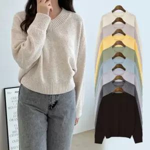 베니코 브이넥 박시핏 캐시울 니트 SD-220810 여자 여성 여자티 패션 봄옷 긴팔 가을 간절기 캐쥬얼