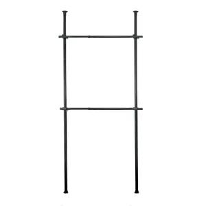 행거 드레스룸 옷걸이 기둥 블랙 2단 280cm 스탠드 정리 옷방 원룸 원용 자취용 학생 철제이동식 고정식 고