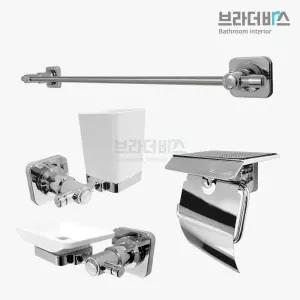 브라더바스 스텐 욕실악세사리 4종세트 액세 소품 수납용품 무광블랙 인테리어