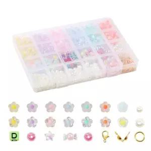 비즈아트 DIY 팔찌 진주 캔디스톤 꽃 24칸 세트만들기 재료 공예 만들기 부자재 캔디스 알록달록