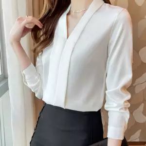 2컬러 오피스룩 셔츠 블라우스 긴팔 데이트패션의류 러블리 벌룬소매 오피스 출근 여성상의 차르르 봄옷 가
