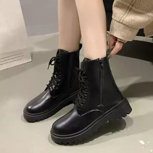 어반 라인 여성 레이스업 빅사이즈 워커앵글부츠 앵클 여자미들 워커힐 겨울