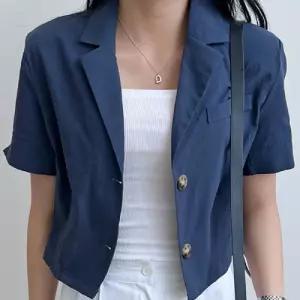 여성 반팔 크롭 자켓 슬림 숏 하프 여름 외투 면재킷 캐쥬얼 여름옷