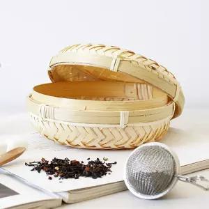 나무 보이차통 작은소품 수납함 정리함 대나무 원형 보관함 케이스 관함 대함 대보관 대케이스 상자 대상자