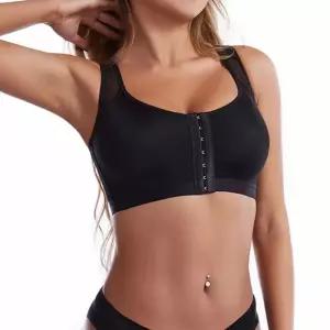 트루리즈 압박 써지브라 큰가슴보정 앞후크 블랙여밈 빅사이즈 노와이어 브라탑 큰브라 큰용 브래지어 써지