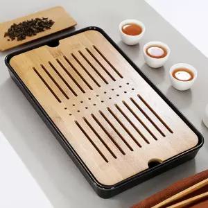 밀른 직사각형 다기 차판(33x19cm) (블랙)받침 받침대 다도대 트레이 나무 대나무 받침 차대