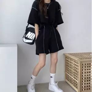 여성 스티치 반팔 셋업 바지 트레이닝복 셋팔세트 상하의세 세옷 투피스 여름세