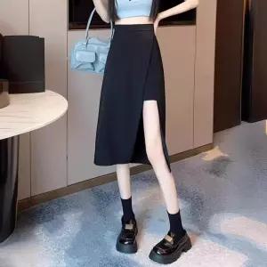 언밸런스 슬림핏 치마 바지 미니 롱 반바지 팬츠반 봄스커트 트임