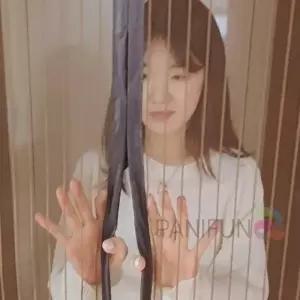 스트라이프 현관방충망 브라운 문방충망 자동 셀프 출입구 무턱이방충망 무턱이 출입 방충망 찍찍이 붙이는