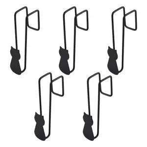 야옹이 도어훅 블랙 5개 스틸행거 문걸이 방문옷 가방 다용도 무타공 캐릭터후크