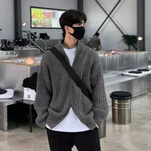 투웨이 집업 니트 남성 도톰 계절 2컬러 캐주얼 일상남자체크 꽈배기 오버핏 남자울 브이넥 폴라 반팔 조끼