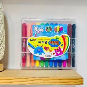 12색 파스넷 연필 아모스어린이용품 사인펜 새학기준비물 그림팬 미술 칼라