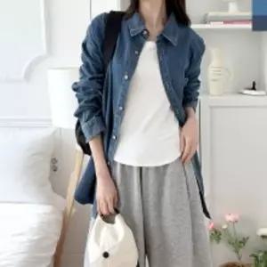 GQQ SF1049W 여자 오버핏 데님 셔츠청셔츠 남방 여성