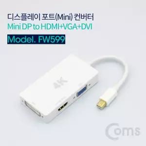 Coms 미니 디스플레이포트 멀티 컨버터 4K 30Hz Mini DP M to HDMI F+DVI F+VGA F DisplayPort 컴퓨터 PC