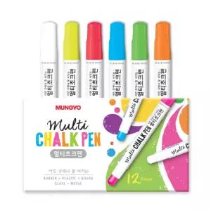 멀티펜(12개입 6색 보드유리)펜 컬러 워터초크칠판 플라스틱용 블랙 철재용