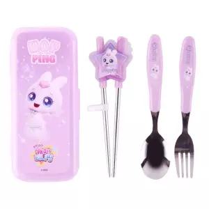 슈팅스타 캐치티니핑 무소음 젓가락 풀세트-깡총핑수저케이스 멀티 캐릭터식기 이유용품 아동 유아