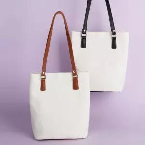 캔버스 가죽손잡이 캐주얼 숄더백 20대여성 데일리룩 쇼퍼백코디 가벼운 에코백가방