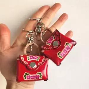 여성 가죽 미니 동전 지갑 열쇠고리