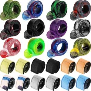 총 24개 낚싯대 슬리브 12개 막대 스트랩 66.93인치 땋은 메쉬 양말 커버 플라이 스피닝 캐스팅 바다 낚시