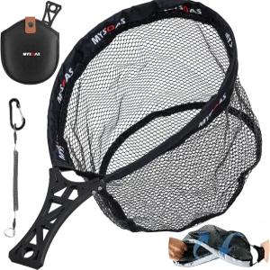 MYSOAS 플라이 어망 u2013 접이식 텐카라 송어 및 배낭여행용 초경량 소형 하이킹 어획 방출용 고무 코팅