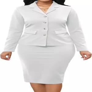 여성용 2피스 비즈니스 정장 우아한 블 재킷 및 스커트 세트 작업용 사무복