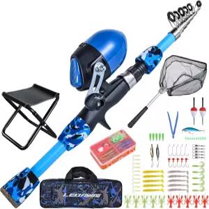 레오피싱 170cm /5.6피트 낚싯대 세트 휴대용 텔레스코픽 콜라서블 체어용 그물 캐리어 가방 및 소년 소녀