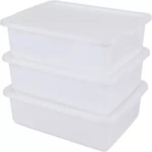 뚜껑이 있는 네스밀러스 13리터 푸드 서비스 유틸리티 토트박스 상업용 버스 욕조 흰색 3팩