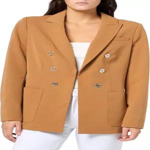 토미 힐피거 여성용 솔리드 프론트 포켓 정장 블 재킷