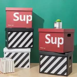 현이몰 종이 정리함 수납함 상자 다용도 이사박스 27x20x17cm 가정용 휴대용 대용량수납함 보관함