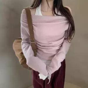 [하프클럽/]여성 오프숄더 홀터넥 슬림핏 데일리 티셔츠