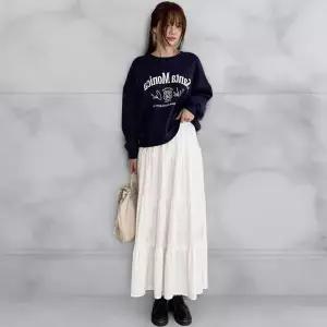 [하프클럽/]여성 사계절 일상 프릴 캉캉 롱스커트