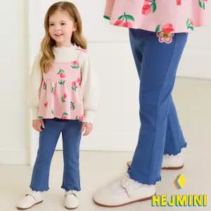 [헤이미니] 플라워부츠컷사선지데님팬츠