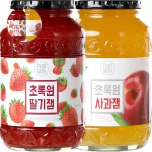 (제스트)딸기잼 1kg 초록원 + 사과잼 딸기 사과 잼 쨈