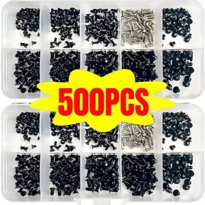 500개 M2 M2.5 M3 KM 컴퓨터 노트북 나사 세트 십자형 카운터싱크 박스 포장